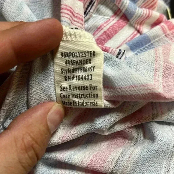 Flower & Feather Womens Striped Zip Short Sleeve Top Tshirt Size 3XL NWT - Picture 8 of 9